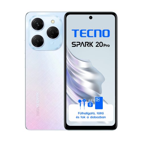 Tecno Spark 20 Pro 8/256GB DualSim kártyafüggetlen okostelefon, Forsty Ivory (ezüst)